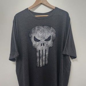 MARVEL PUNISHER Men's Grey Crew Neck T Shirt Size 2XL